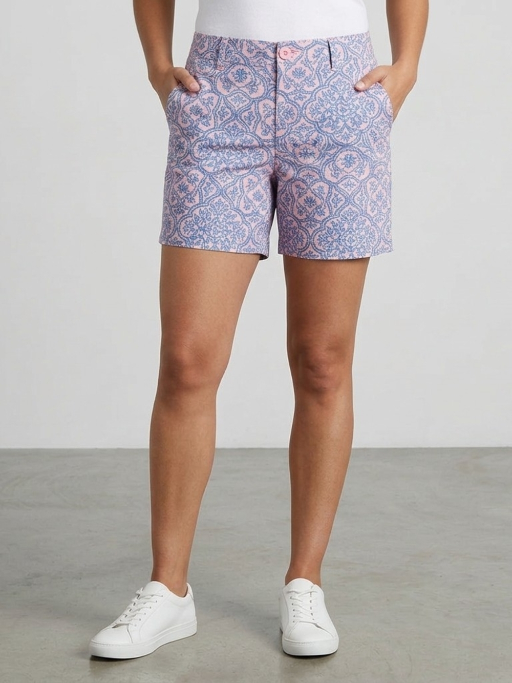 ​Caribbean Joe Blue & Pink Floral Tropical Print Bermuda Shorts Size 14